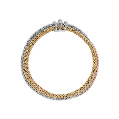 Bracelet FOPE PRIMA Flex'it en or jaune, or blanc, or rose et diamants, taille S