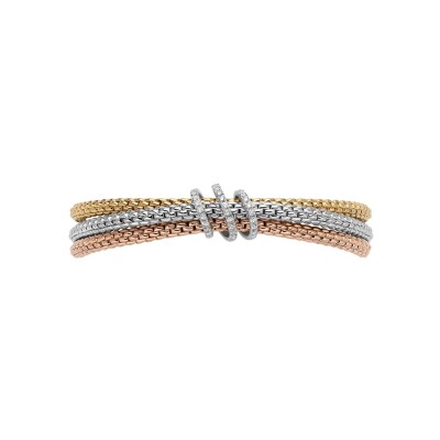Bracelet FOPE PRIMA Flex'it en or jaune, or blanc, or rose et diamants, taille S