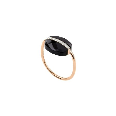 Bague Morganne Bello Aurore en or rose, Coussin onyx et diamants