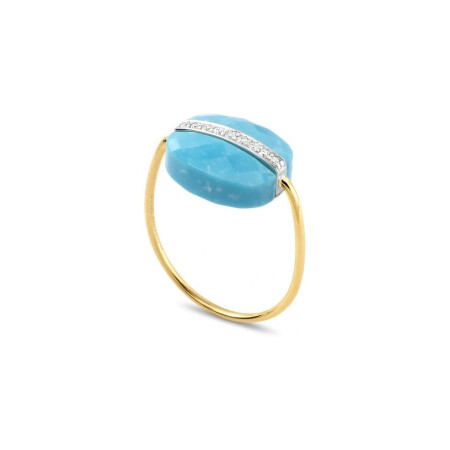 Bague Morganne Bello Aurore friandise en or jaune, turquoise et diamants