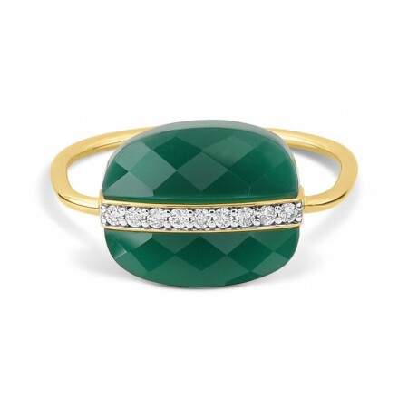 Bague Morganne Bello Aurore en or jaune, agate verte et diamants