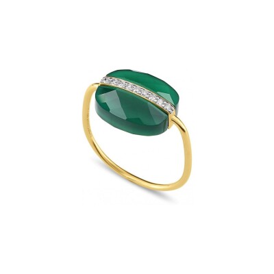 Bague Morganne Bello Aurore en or jaune, agate verte et diamants