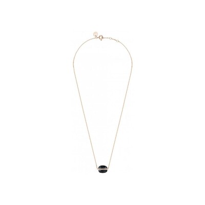 Collier Morganne Bello Aurore trèfle en or rose, onyx et diamants