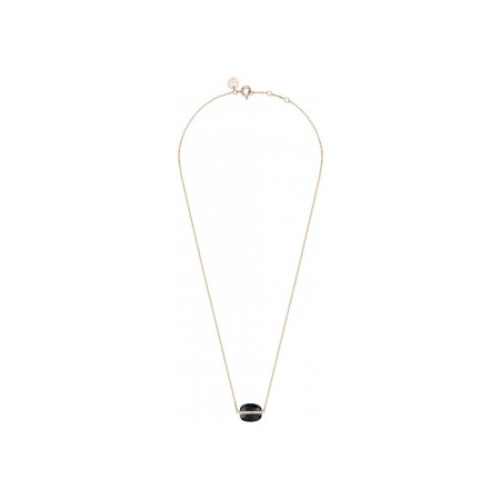 Collier Morganne Bello Aurore trèfle en or rose, onyx et diamants