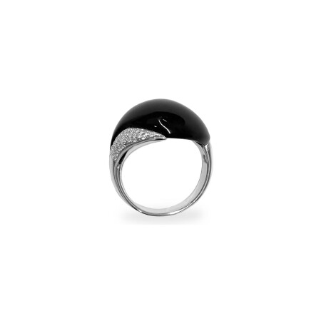 Bague Isabelle Barrier en or blanc, diamants et agate, taille 55