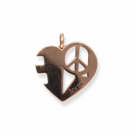 Ferret x Stéphane Cipre Love pendant, peace & love limited edition, rose gold, white and black diamonds