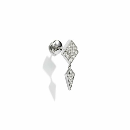 Mono boucle d'oreille pendante Statement Stairway en argent rhodié et diamants