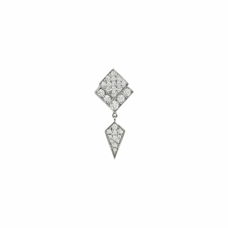 Mono boucle d'oreille pendante Statement Stairway en argent rhodié et diamants