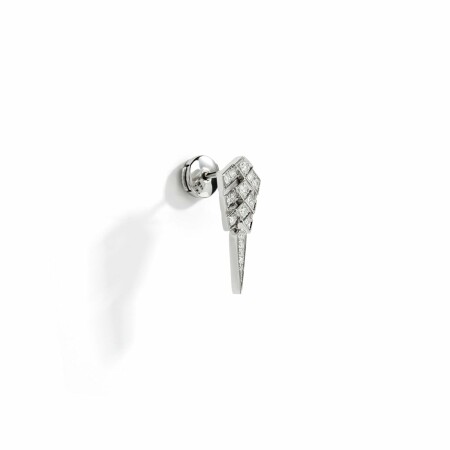 Mono boucle d'oreille Statement Stairway en argent rhodié pavée de diamants