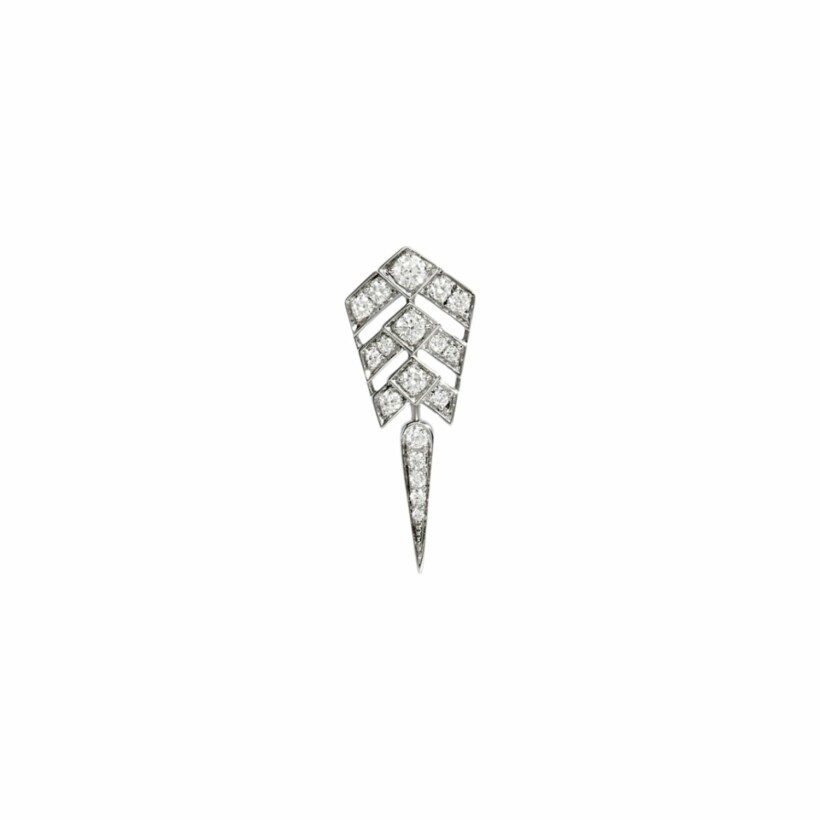 Mono boucle d'oreille Statement Stairway en argent rhodié pavée de diamants