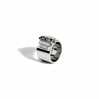 Bague Statement Rockaway en argent rhodié et diamants