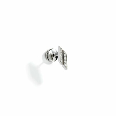 Mono boucle d'oreille puce Statement Rockaway en argent rhodié et diamants