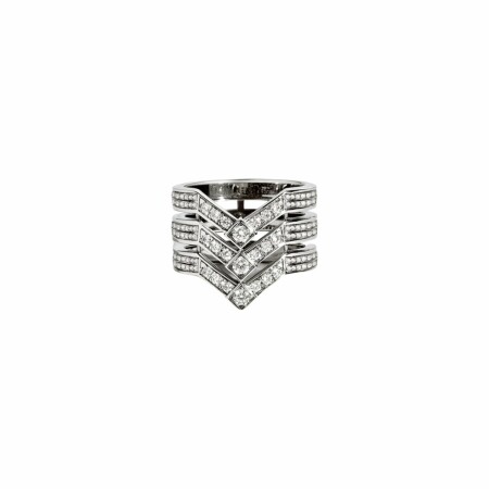 Bague Statement Stairway trois rangs en argent rhodié et diamants