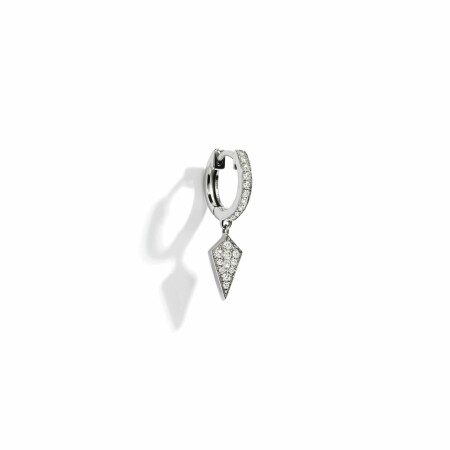 Mono boucle d'oreille petite créole Statement Stairway en argent rhodié et diamants