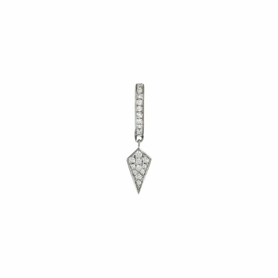 Mono boucle d'oreille petite créole Statement Stairway en argent rhodié et diamants