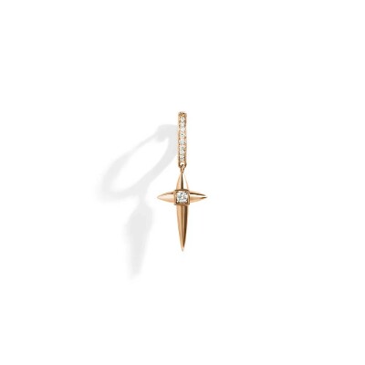 Mono boucle d'oreille créole STATEMENT Paris Rockaway mini croix en or rose et diamants