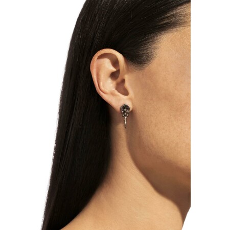 Boucle d'oreille Statement Stairway en argent rhodié et diamants