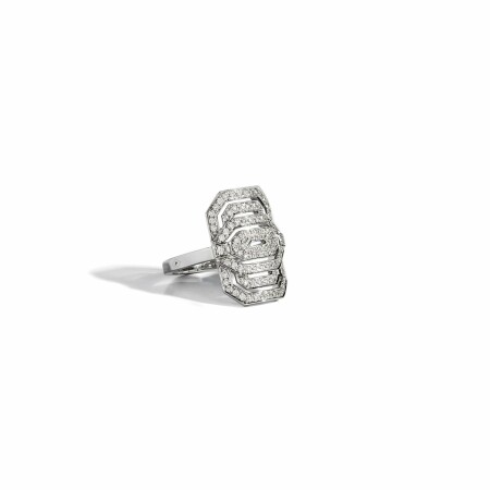 Bague Statement My Way en argent rhodié pavée de diamants