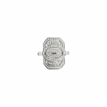 Bague Statement My Way en argent rhodié pavée de diamants