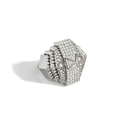Bague STATEMENT Paris Rockaway XXL Pyramide en argent et diamants