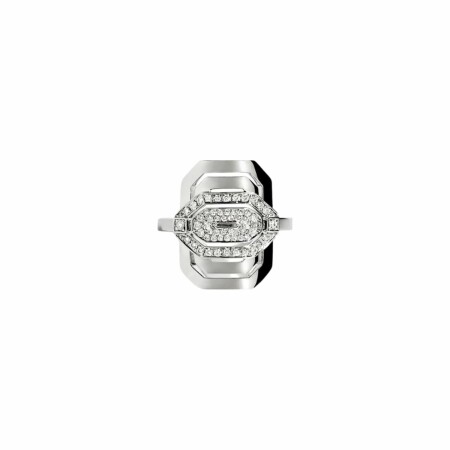 Bague mini My Way en argent rhodié semi-pavée de diamants