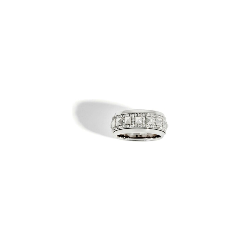 Bague Statement Rockaway Spinner en argent rhodié et diamants