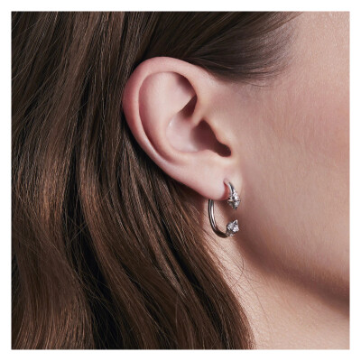 Mono boucle d'oreille Statement Anyway en argent et diamants