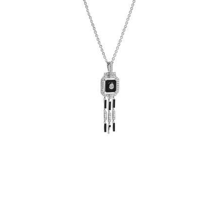 Collier Statement Skyway en or blanc, émail et diamants