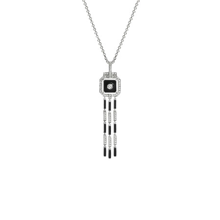 Collier Statement Skyway en or blanc, émail et diamants