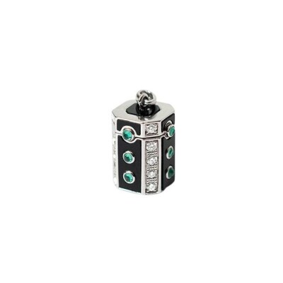 Pendentif STATEMENT Paris Wish Box en argent rhodié et diamants