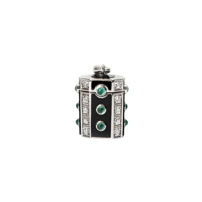 Pendentif STATEMENT Paris Wish Box en argent rhodié et diamants