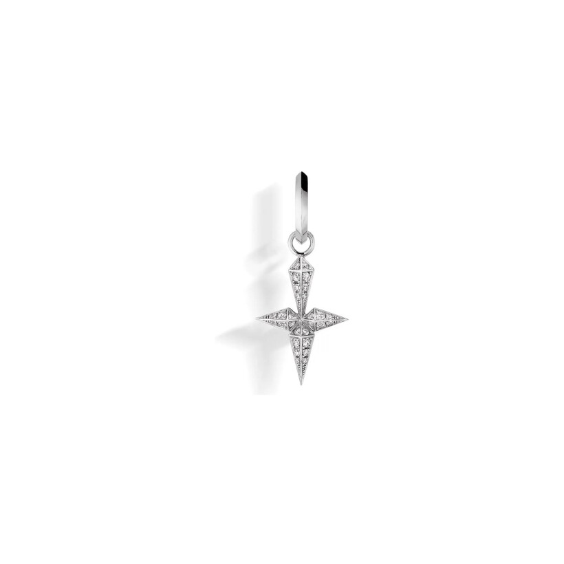 Mono boucle d'oreille Statement Rockaway croix en argent et diamants