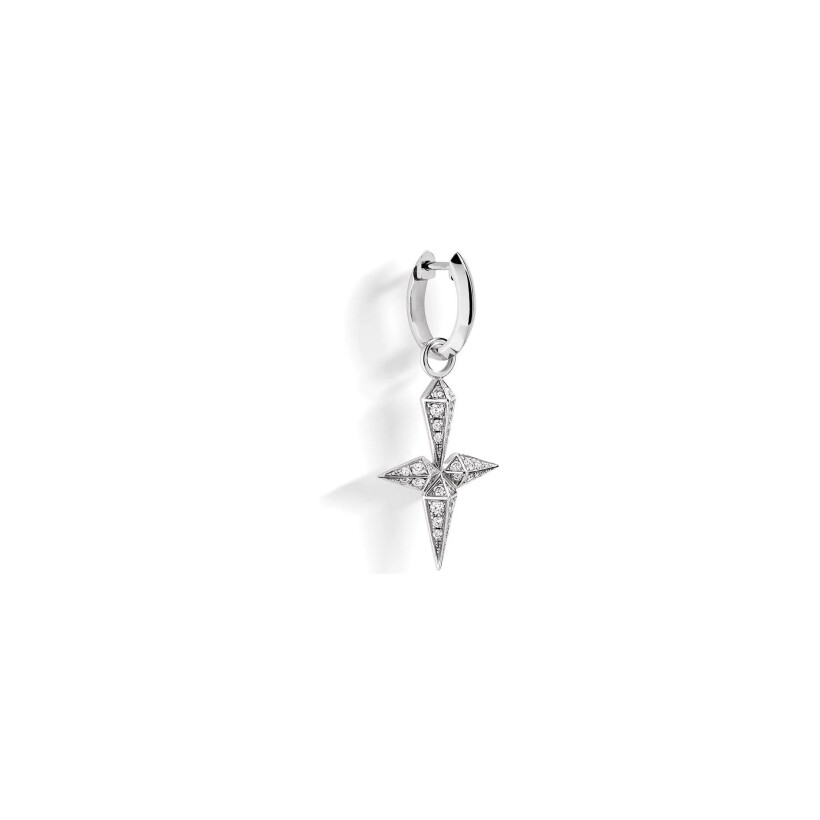 Mono boucle d'oreille Statement Rockaway croix en argent et diamants