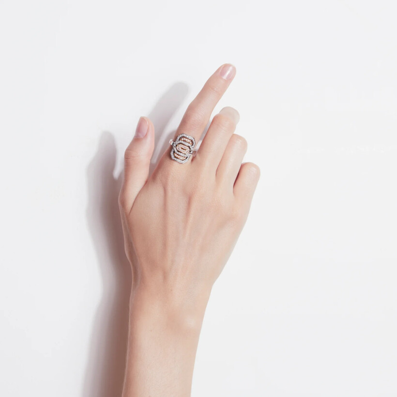 Bague Statement Mini My Way en or rose, argent et diamants