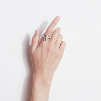 Bague Statement Mini My Way en or rose, argent et diamants