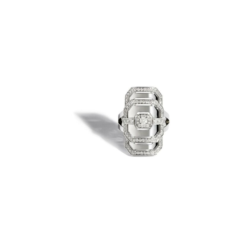 Bague Statement My Way en argent rhodié et diamants