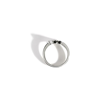 Bague Statement Mini Spike en argent, diamants et agates noires