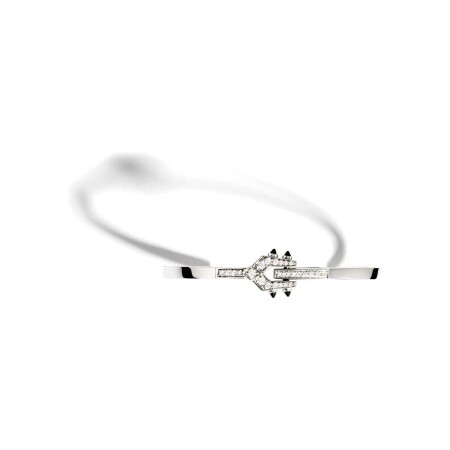 Bracelet Statement Spike en argent rhodié, diamants et agates noires