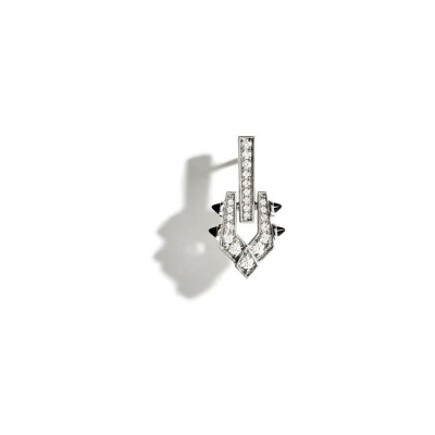 Mono boucle d'oreille Statement Spike en argent rhodié, diamants et agates noires