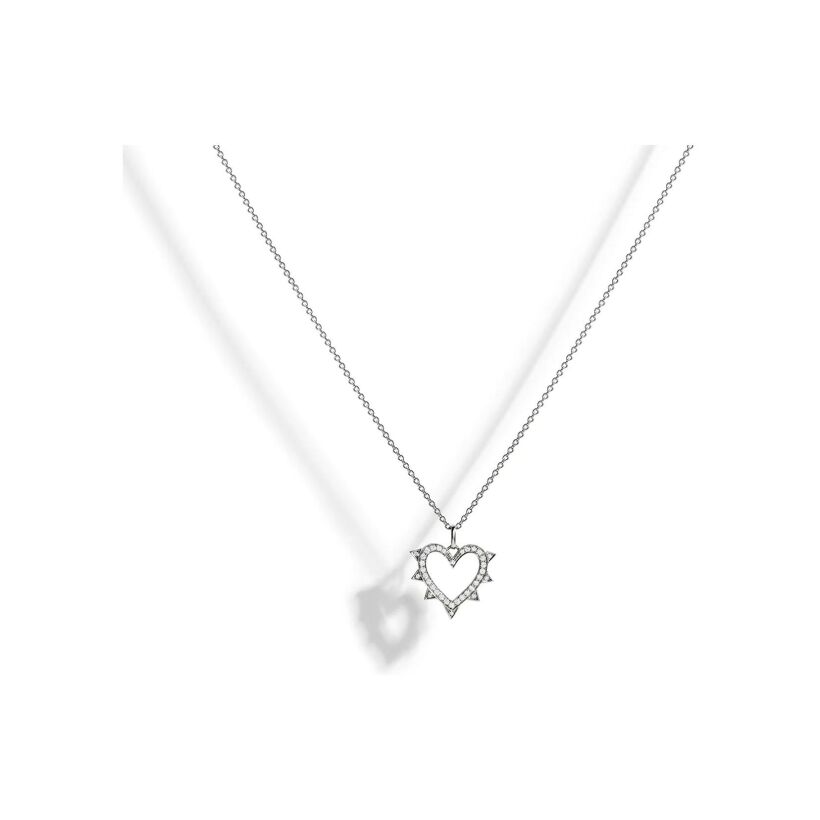 Collier Statement Rockaway Cœur en argent rhodié et diamants