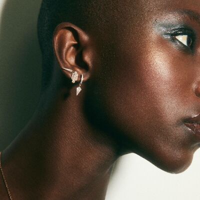 Boucles d'oreilles puce STATEMENT Paris Anyway Goutte en or rose et diamants