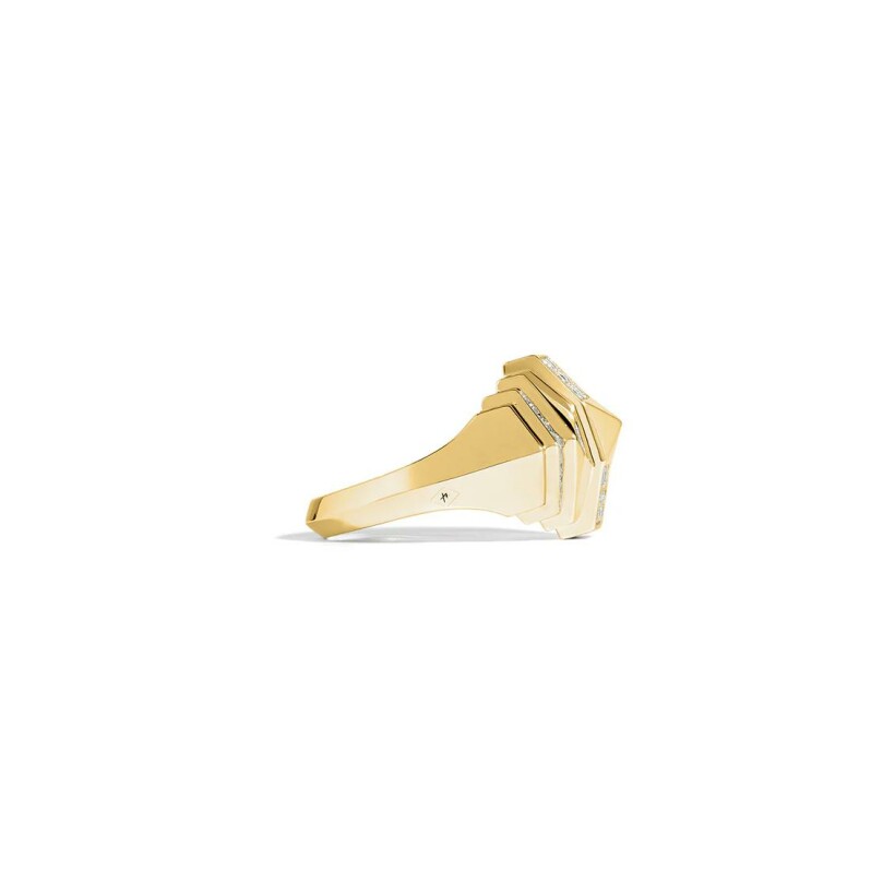 Bague Statement Mini Rockaway Pyramide en or jaune et diamants