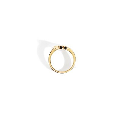 Bague STATEMENT Paris Mini Spike en or jaune, agates noires et diamants