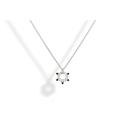 Collier STATEMENT Paris Spike Mini cercle en or blanc, agates noires et diamants