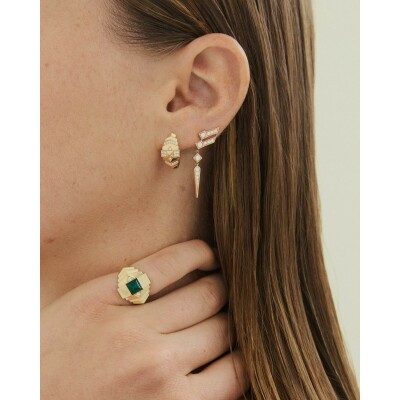 Boucles d'oreilles STATEMENT Paris Rockaway Mini Pyramide en or jaune et diamants