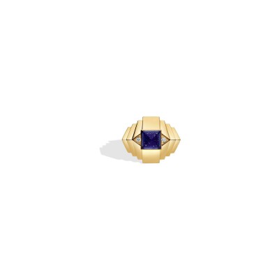 STATEMENT Paris Rockaway mini pyramid ring in yellow gold, lapis lazuli and diamonds