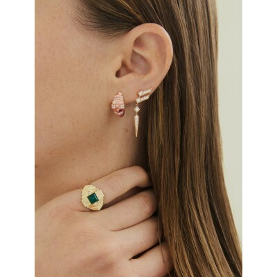 Boucles d'oreilles STATEMENT Paris Rockaway mini pyramide en or rose et diamants