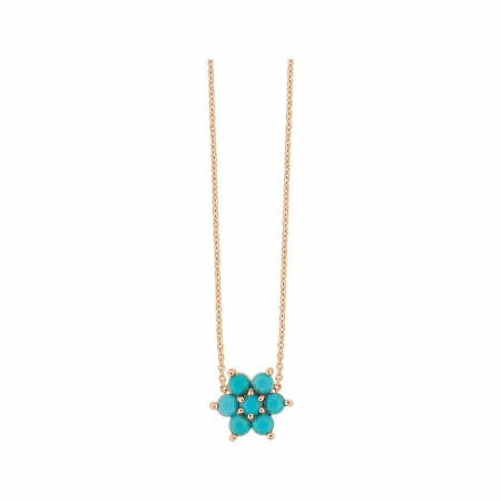 Collier GINETTE NY FALLEN SKY en or rose et turquoise traitée