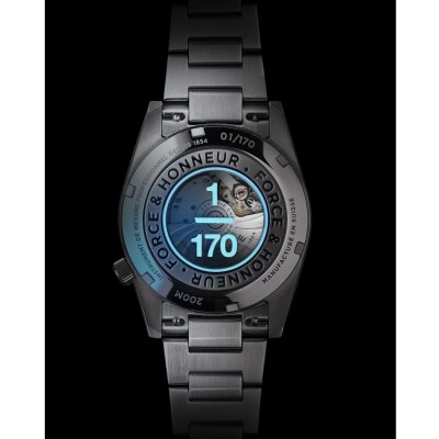 Montre Auricoste Fusco bracelet acier et bracelet Tropic FKM, série limitée anniversaire 170 ans