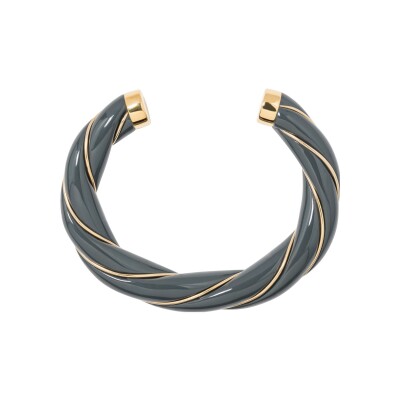 Bracelet jonc Aurélie Bidermann Diana en métal doré à l'or 18 carats et résine - Anthracite